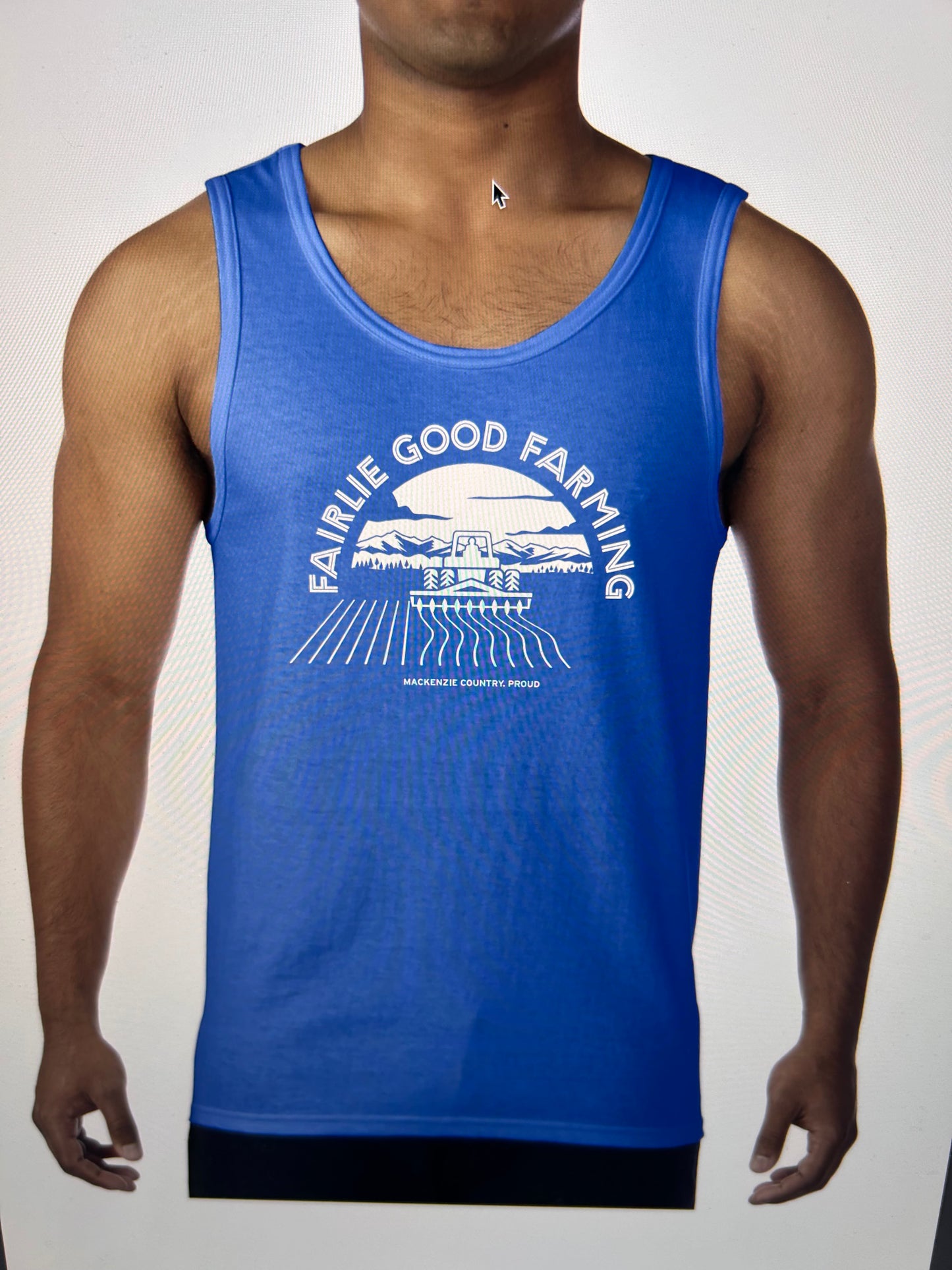 Big Blue “Fairlie Good Farming” singlet